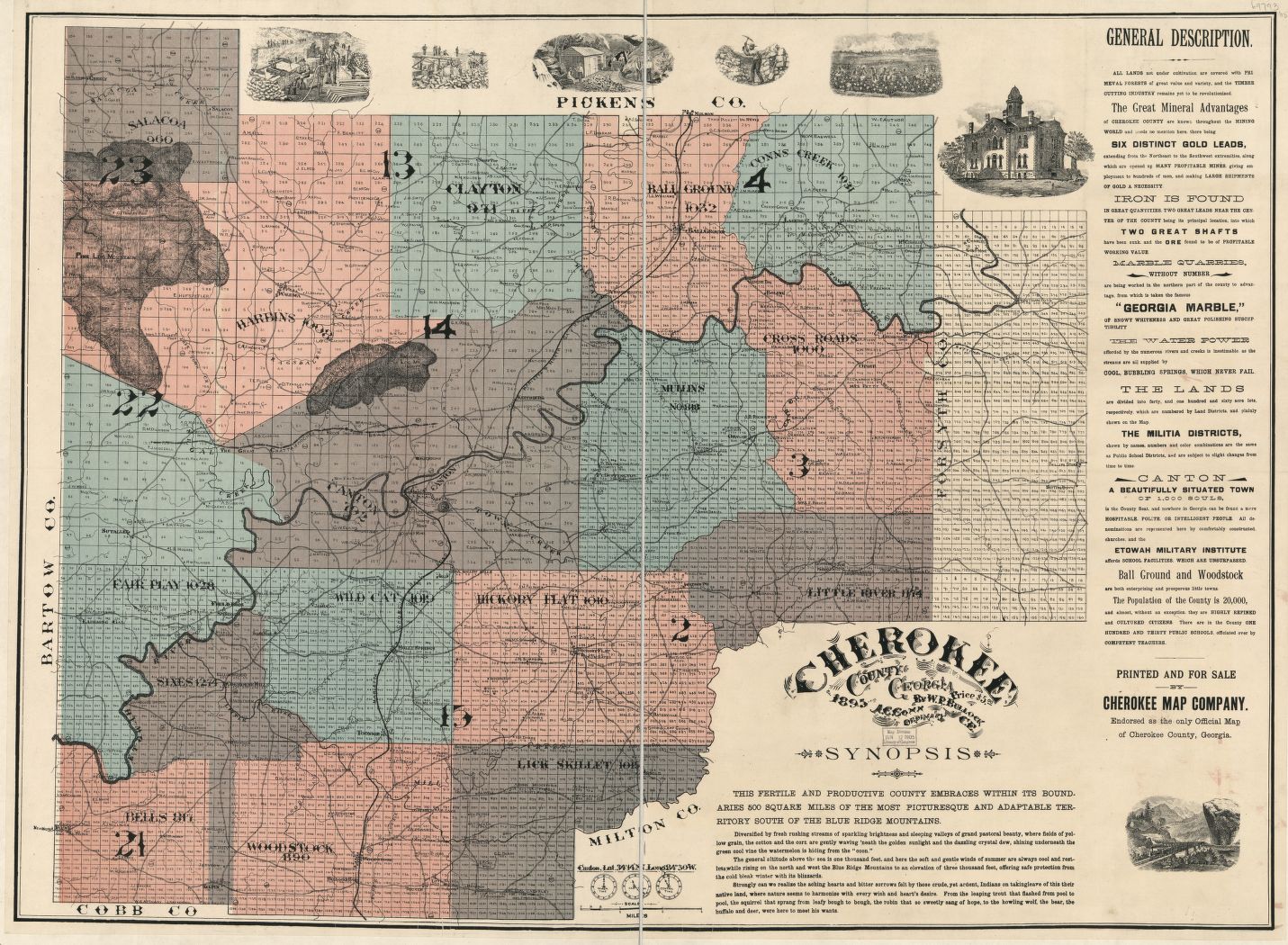 1895 Cherokee County GA Map